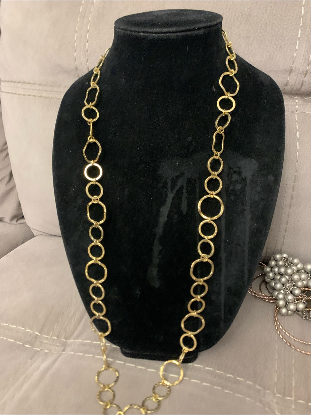 Gold Link Circle Long Necklace - Women Jewelry